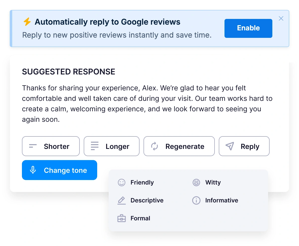 Stay in control of every reply with easy editing tools