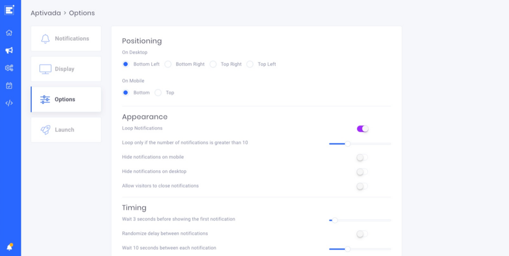 Notification settings in Evidence