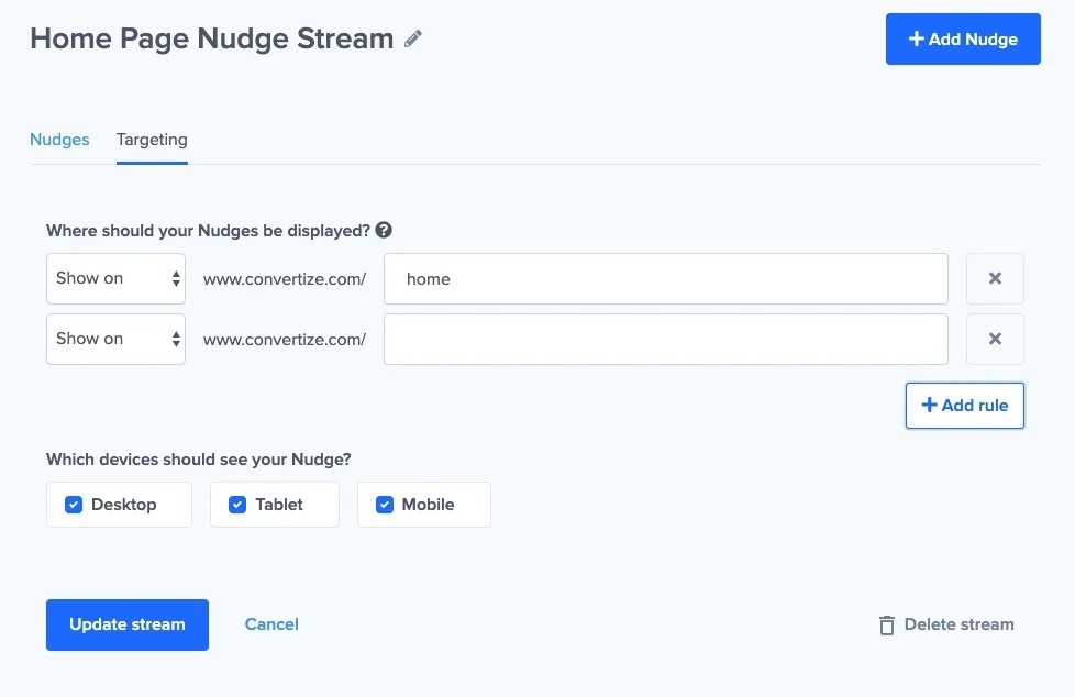 Nudge settings