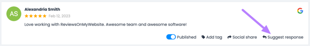 Suggest response button on LocalImpact