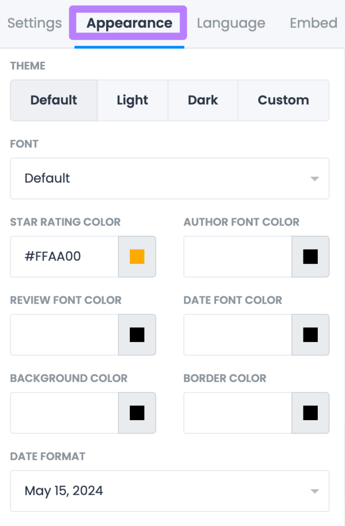 The "Appearance" tab in LocalImpact's widget editor