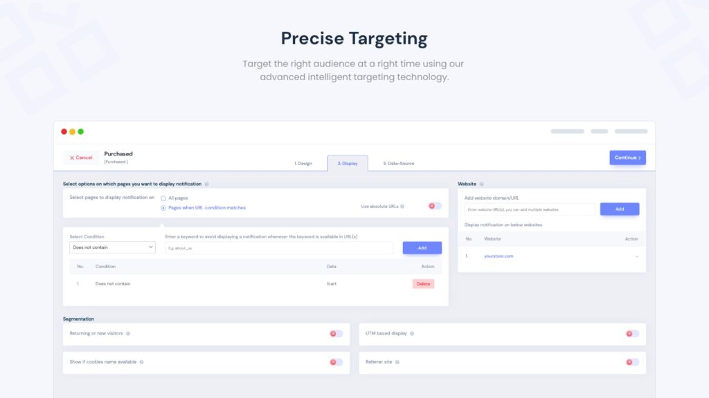 Targeting options in WiserNotify
