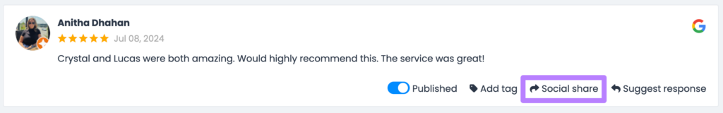 The social sharing feature in LocalImpact