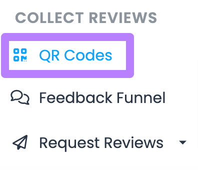 Navigating to the QR codes section in LocalImpact