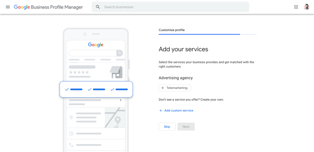 Adding your business's services in Google Business Profile