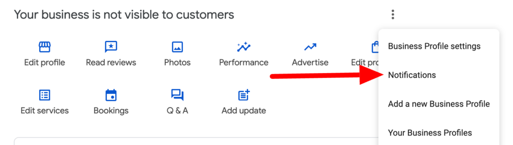 Google Business Profile notifications