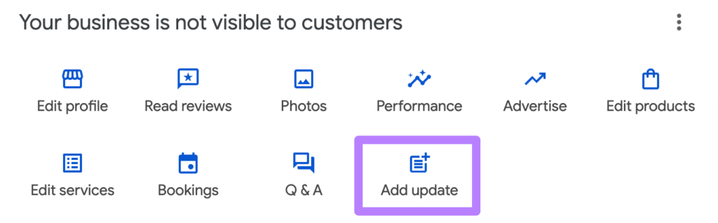 Adding an update in Google Business Profile