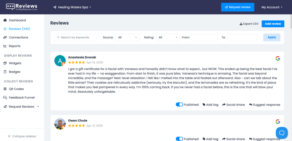 LocalImpact's review feed