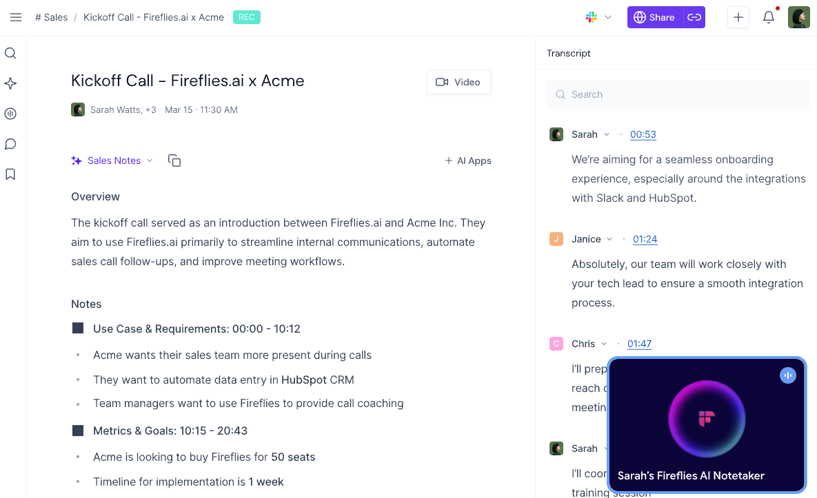 Fireflies.ai screenshot
