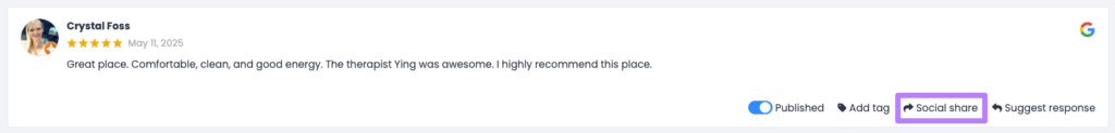 The social sharing feature in LocalImpact