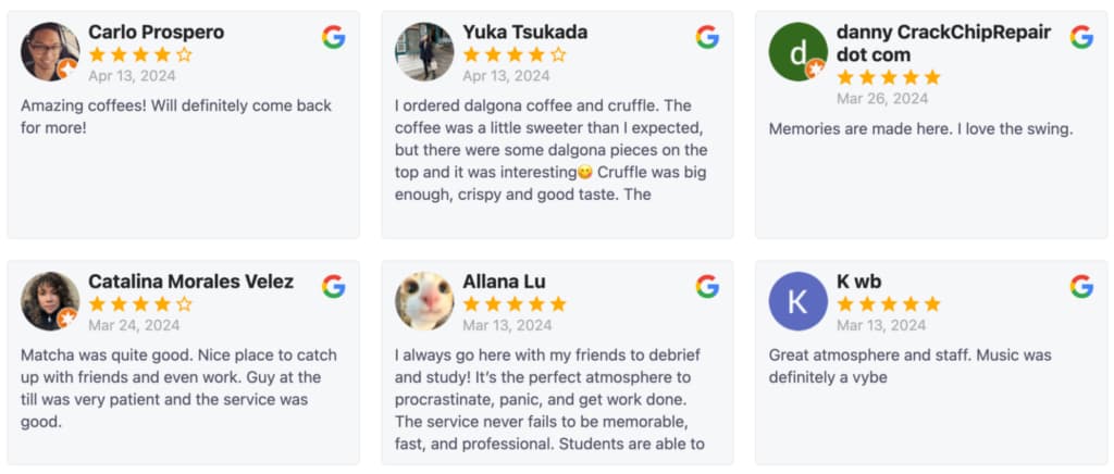 An example of a review widget created with LocalImpact