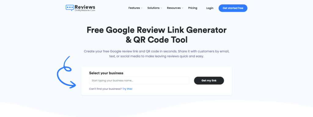 A screenshot of LocalImpact's free Google Review Link Generator tool