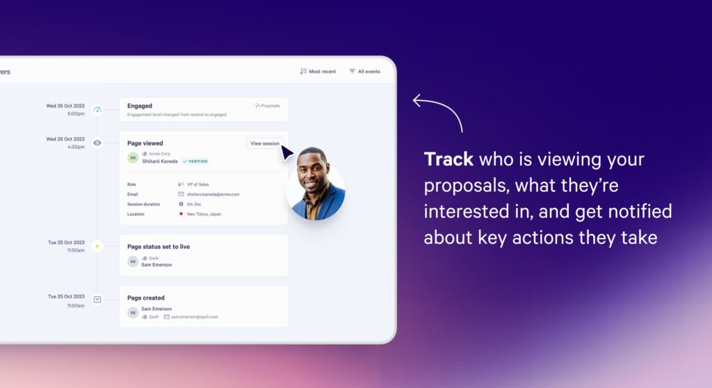 Qwilr analytics screenshot