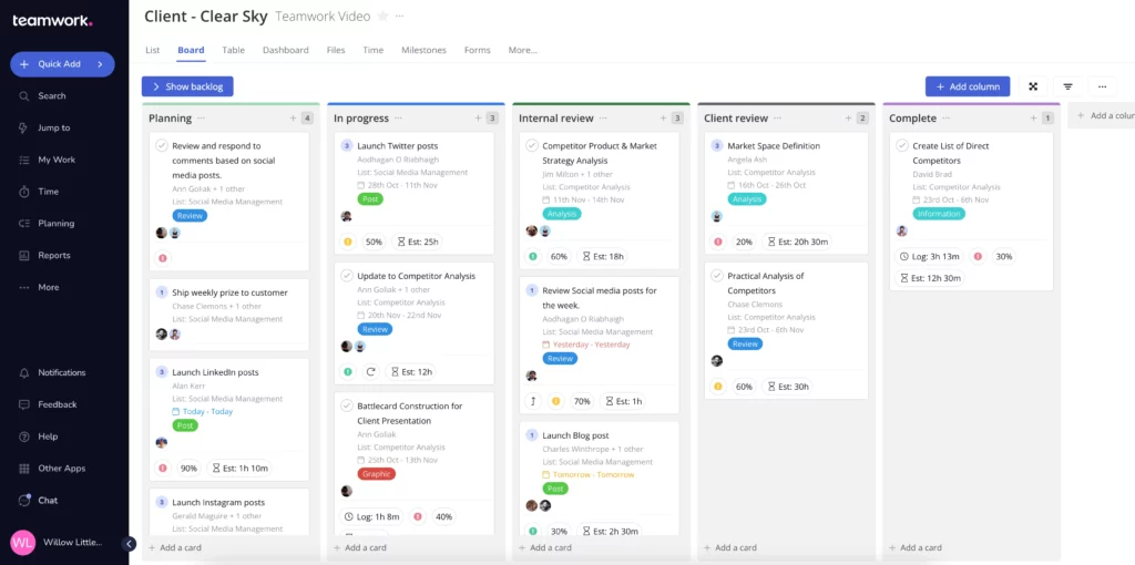 Teamwork board view screenshot