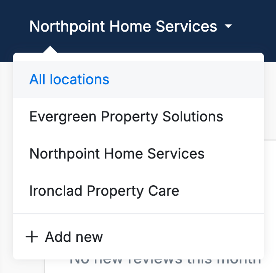 The "All locations" selector in LocalImpact