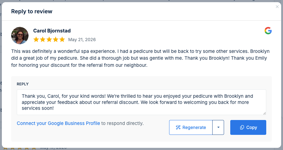 LocalImpact's AI review replies